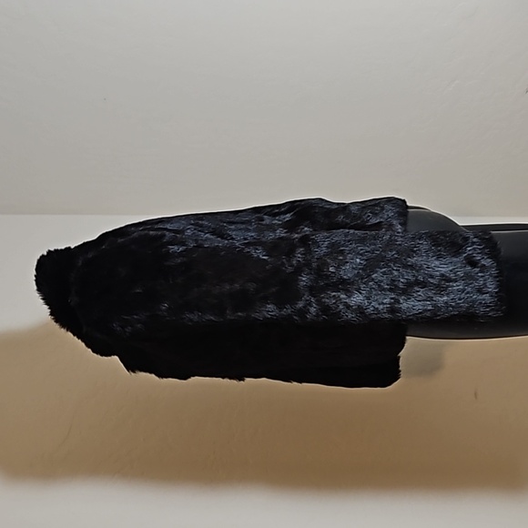 Black Dark Brown High Collar Rabbit Fur Jacket Sz. S - Picture 3 of 10